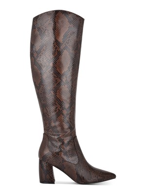 

NATURALIZER Женские черные нескользящие кожаные сапоги на каблуке с широкими икрами и квадратным носком, Черный, H3386L1