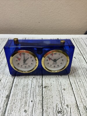  APF V ROLLAND Chess Clock Analog Mechanical Timer Clear Purple Acrylic #121