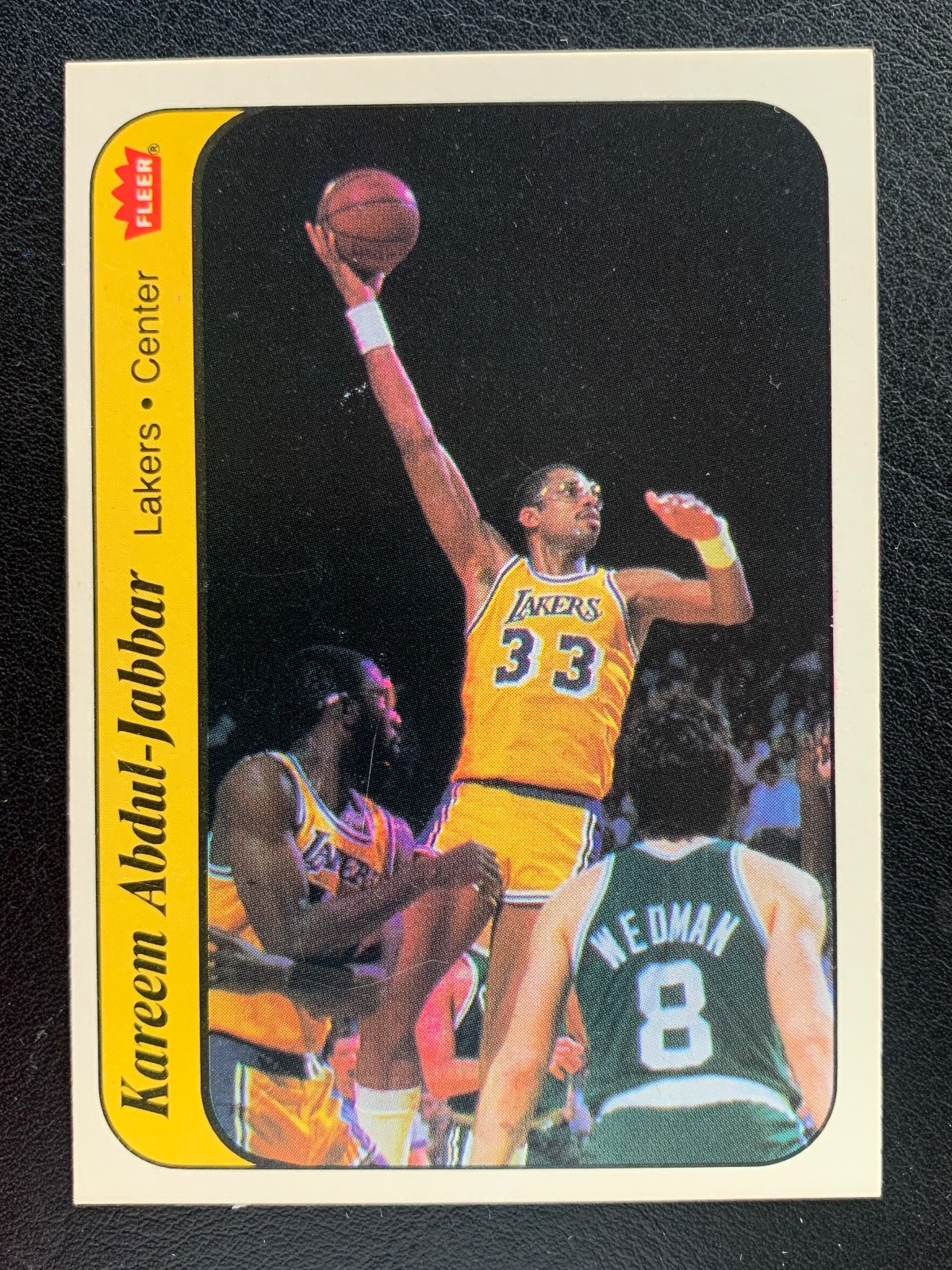 1986 Fleer Basketball Sticker #1 Kareem Abdul-Jabbar #3