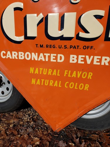 Rare Orange Crush diamond Sign. Painted Metal. Embossed!