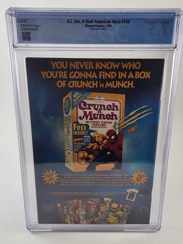 G.I. Joe A Real American Hero #150 CGC 7.5 White Pages Snake Eyes VS Cobra Com.