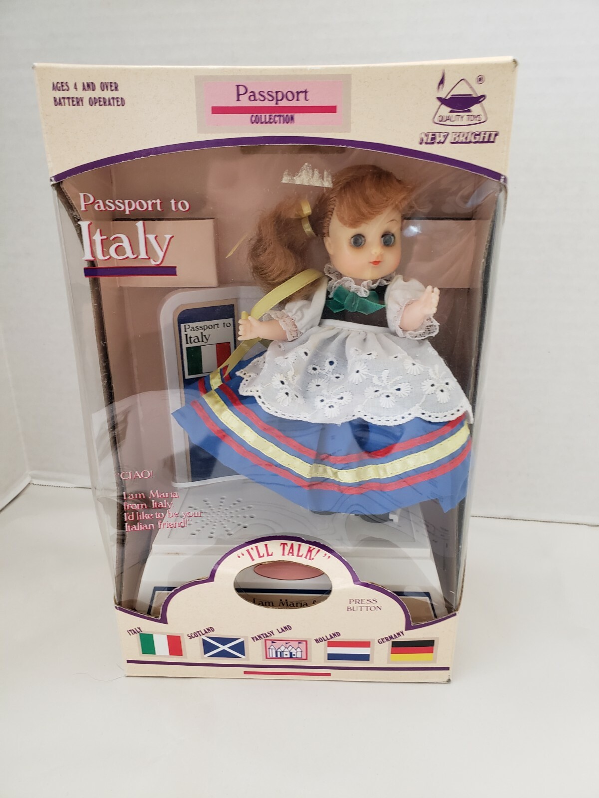 Vintage Passport Collection Italy Doll Battery Operated