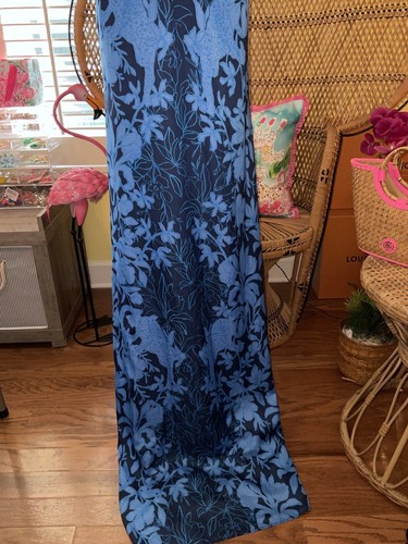 Pre-owned Lilly Pulitzer Donita Maxi Dress Navy Spotting A Pattern Size 4,16 In Multicolor