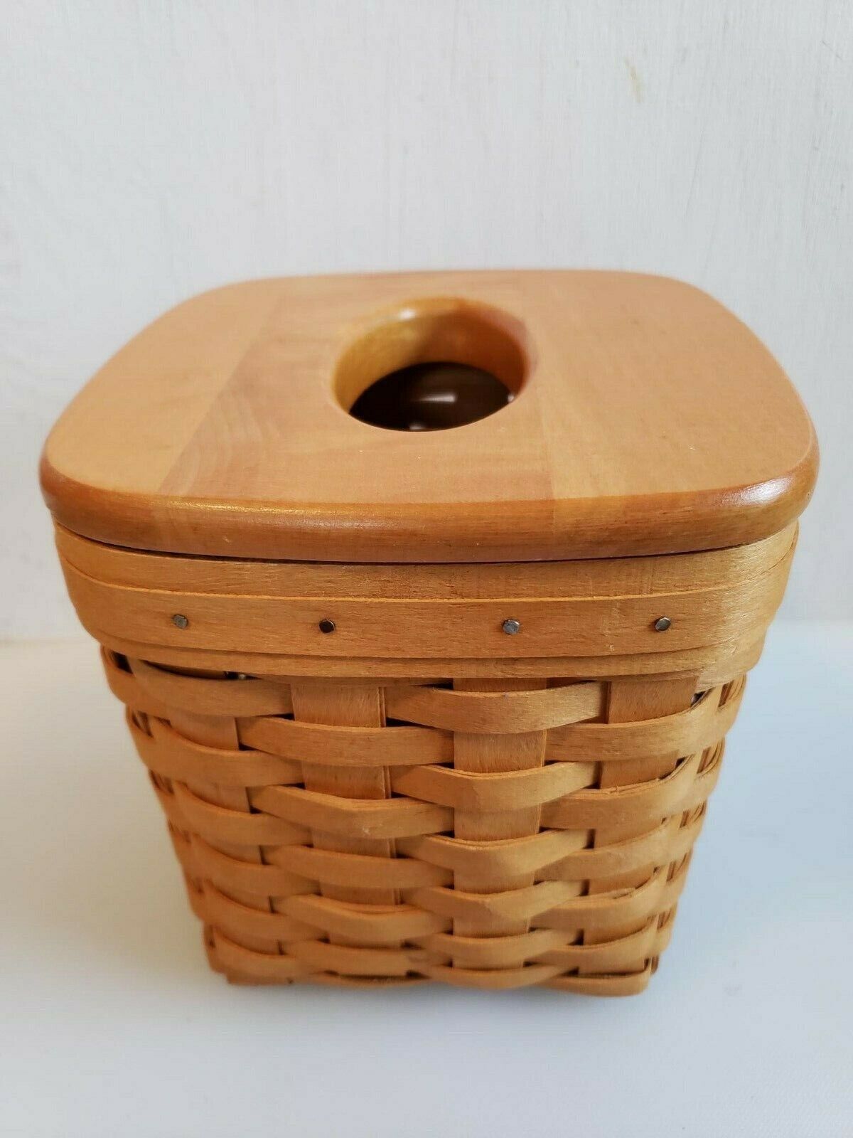 Longaberger Vintage Tissue Box Square Basket Signed SAW 1997