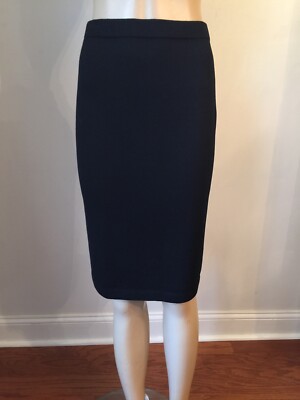 Pre-owned St. John's Bay St John Knit Size P Navy Blue Straight Skirt Santana Wool Rayon