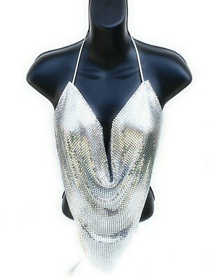 Women Metal Mesh Top '' Bottom V shape cut '' ( USA STOCK ) 