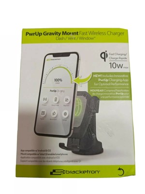 Bracketron PwrUp 10W Qi Fast Wireless Charge Dash Car Mount. For iPhone/Samsung
