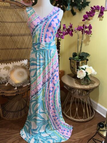 Pre-owned Lilly Pulitzer Marco Maxi Dress Coco Island $228 Size L In Multicolor