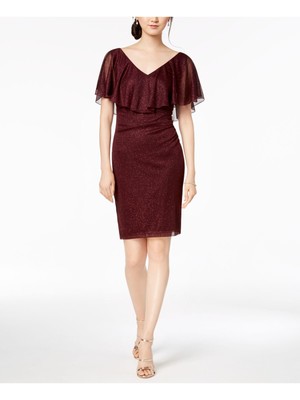 

CONNECTED APPAREL Женское бордовое платье-футляр с короткими рукавами Petites, Burgundy