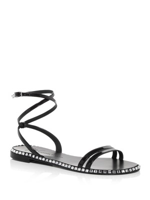 

Женские сандалии GIUSEPPE ZANOTTI с черной подошвой и кристаллами Joan с круглым носком 36,5, Черный, E200012