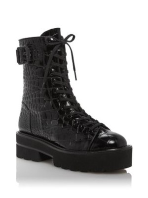

STUART WEITZMAN Женские черные кожаные ботинки Ryder на платформе из крокодиловой кожи 1-1/2 дюйма, Черный, S5569