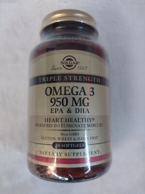 Solgar Triple Strength Omega-3 950 mg 50 Softgels Exp 8/2024