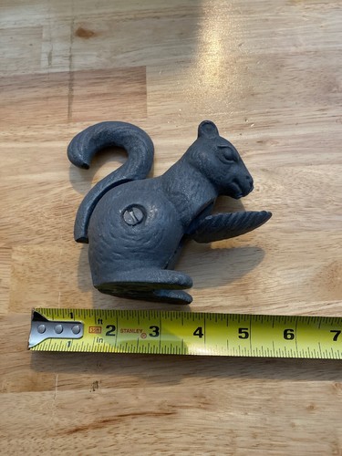 Squirrel Nutcracker Nut Cracker Cast Iron Metal Hefty Patina Collector Holidays