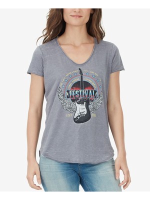 Женский серый топ с круглым вырезом и коротким рукавом с принтом WILLIAM RAST Womens XS