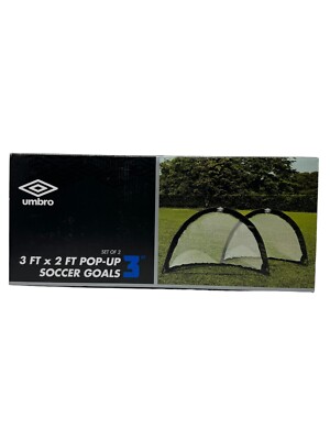 Umbro Soccer Goal Set Pop-Up Goals 3ft x 2ft Easy Use Travel Carry Bag Stakes