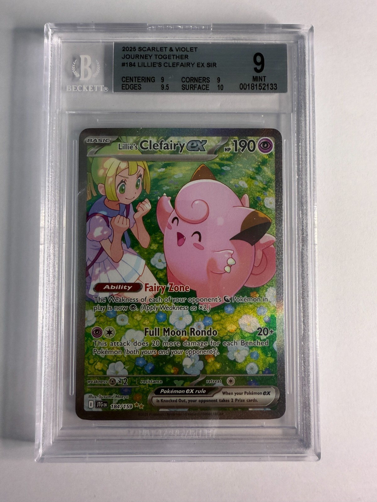 Lillie's Clefairy EX - JTG 184 SIR - BGS Beckett - Grade 9 - Mint