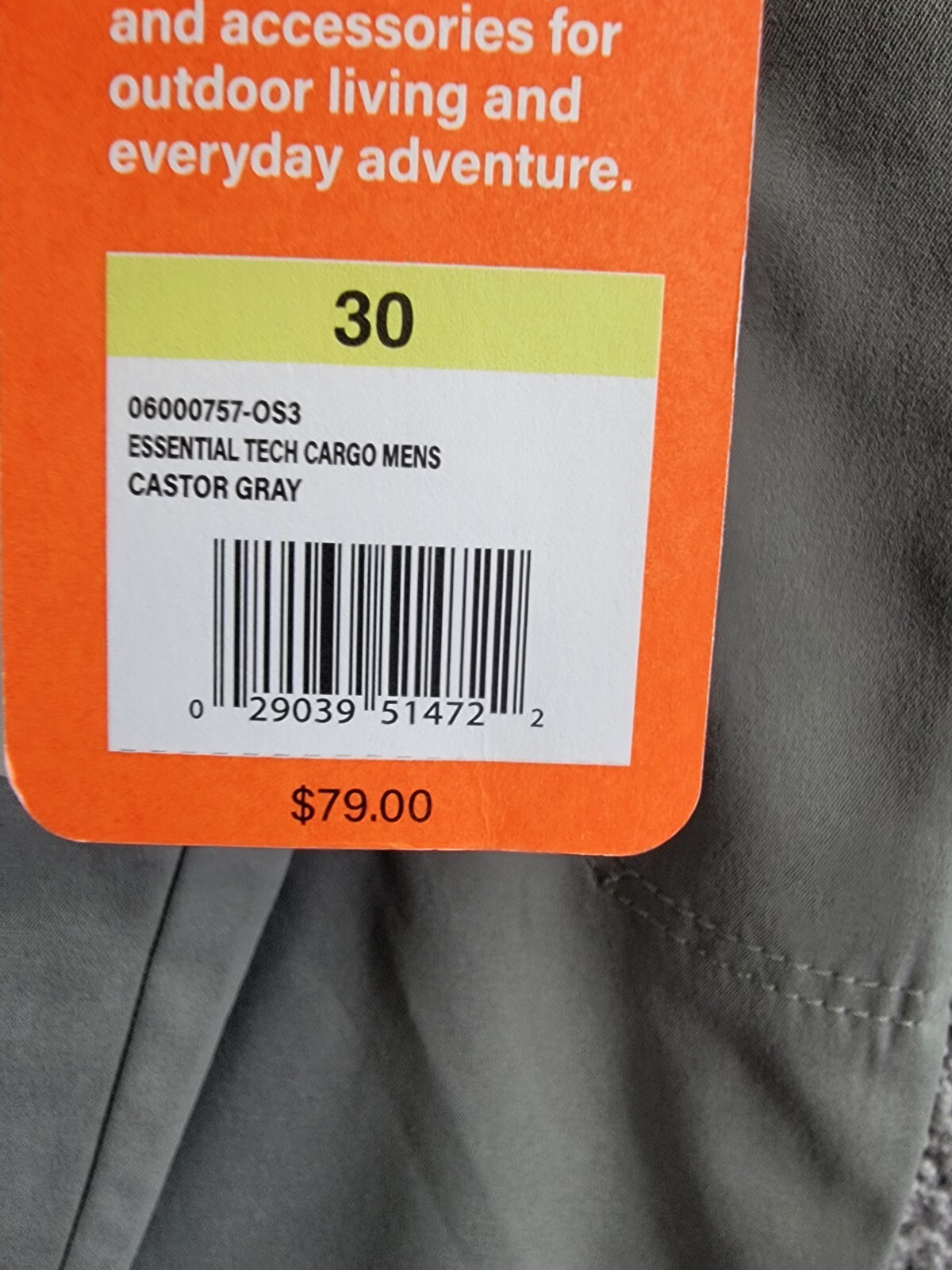 BASS OUTDOOR Essential Tech Cargo Pants Men's 30 Castor Gray Button Zip Closure - Picture 18 of 18