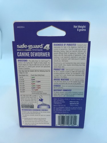 SafeGuard 4 Canine DeWormer New Lot of 3 Boxes Expiration 12/2019 Free Ship I