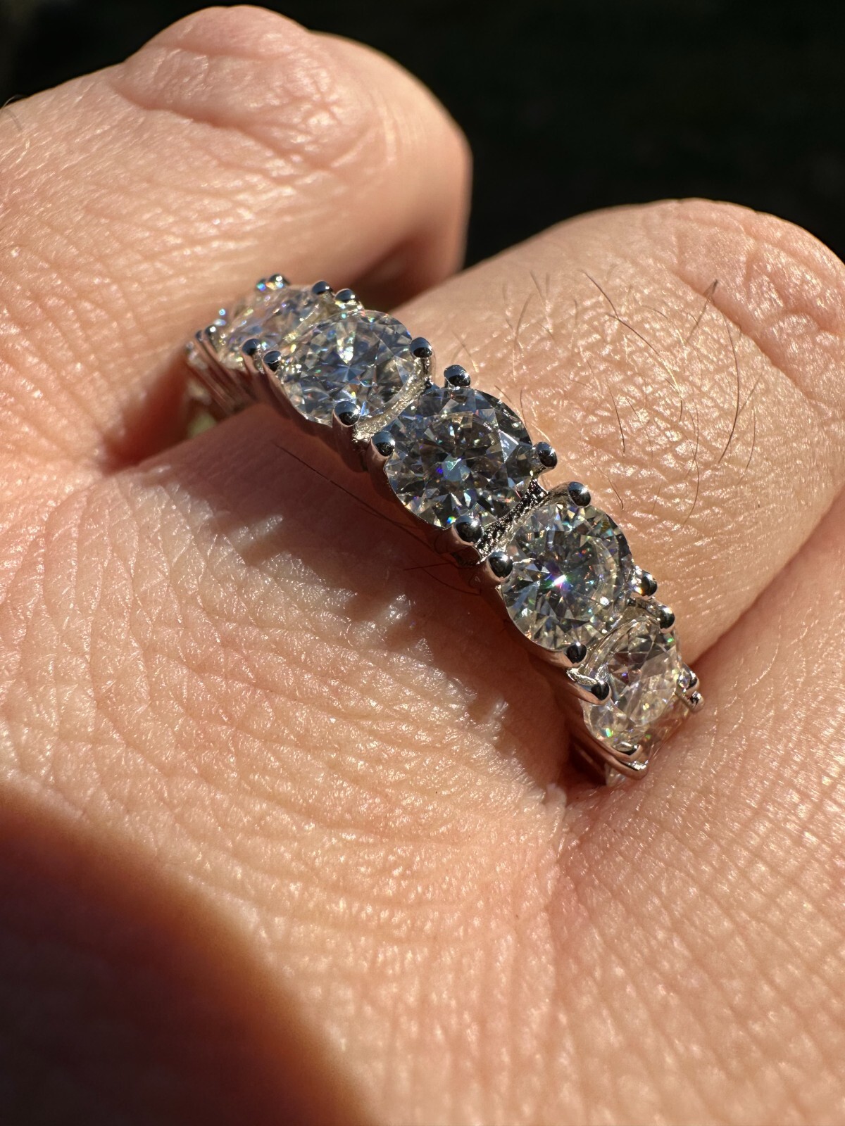 Real Moissanite Eternity Band Wedding Ring Pass Diamond Tester 925 Silver 2-5mm