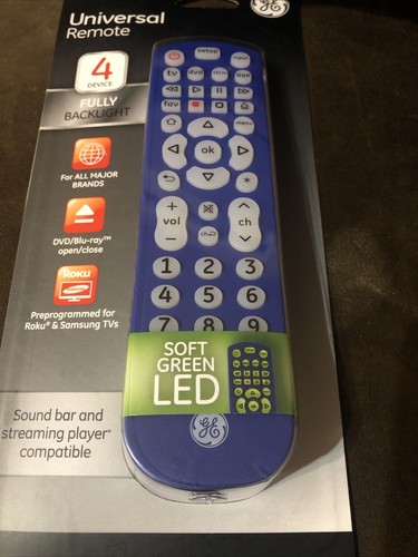 GE Universal Remote 4 device for Samsung, Roku, All Major Brands, Backlight