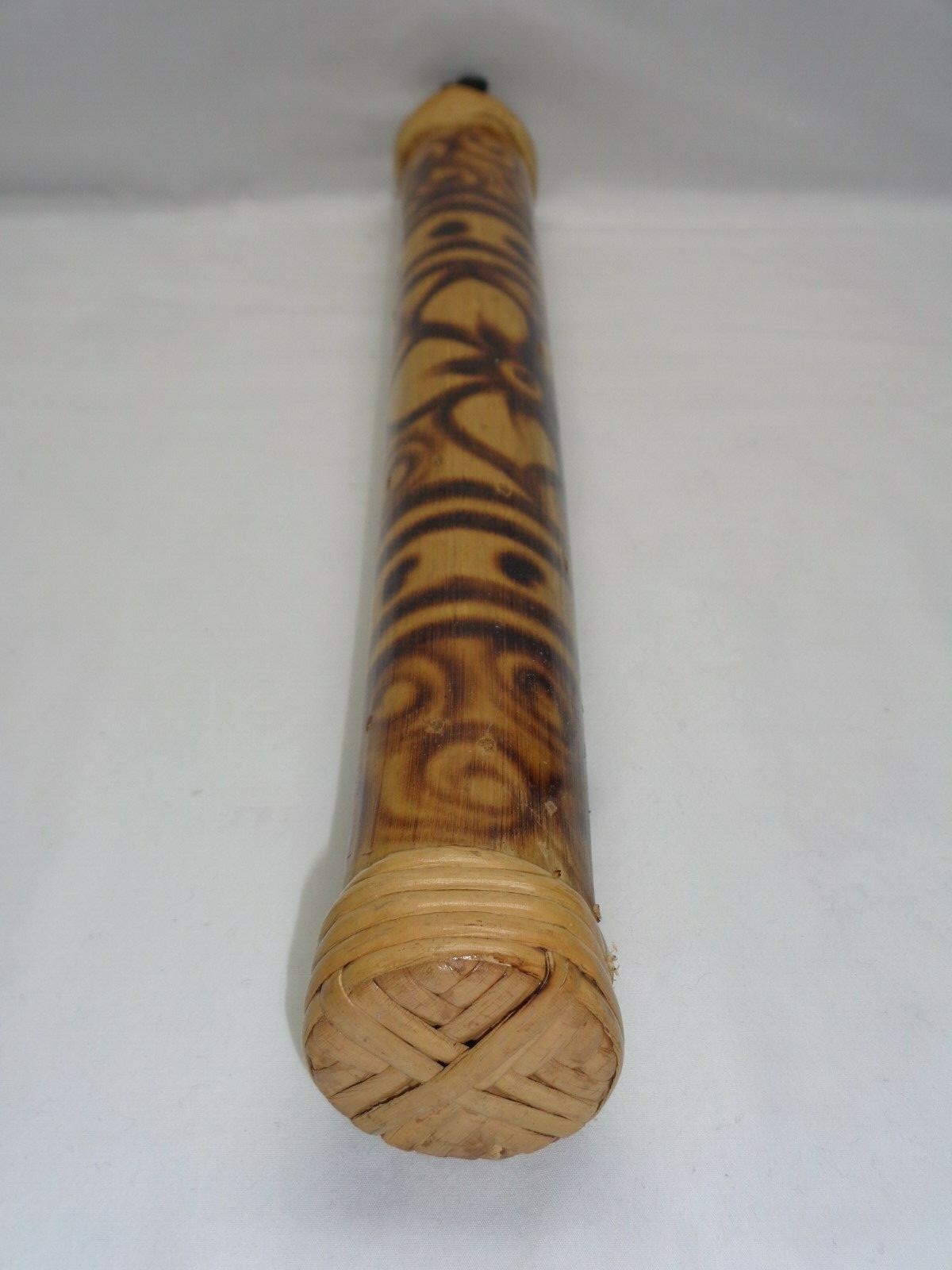 Vtg Wood Bamboo Rainstick Hand Shaker Musical Rain Maker Stick Tiki Modern Decor