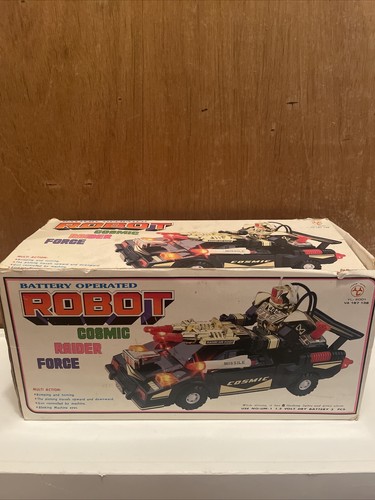 Vintage Battery Operated Robot Cosmic Raider Force YL Toys With Box