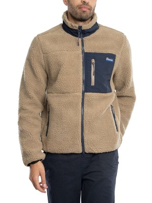 Мужская стиранная флисовая куртка-воронка Penfield, коричневая