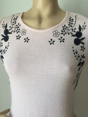 Pre-owned St John Knt St John Knit Evening Dress Sz 4 Porcelain Pink & Black Santana Wool Rayon
