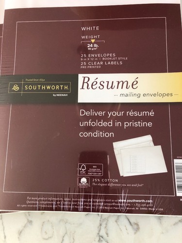 Lot Of 4 pkgs (100) Southworth Resume Mailing Envelopes 9 x 12 in 24lb White