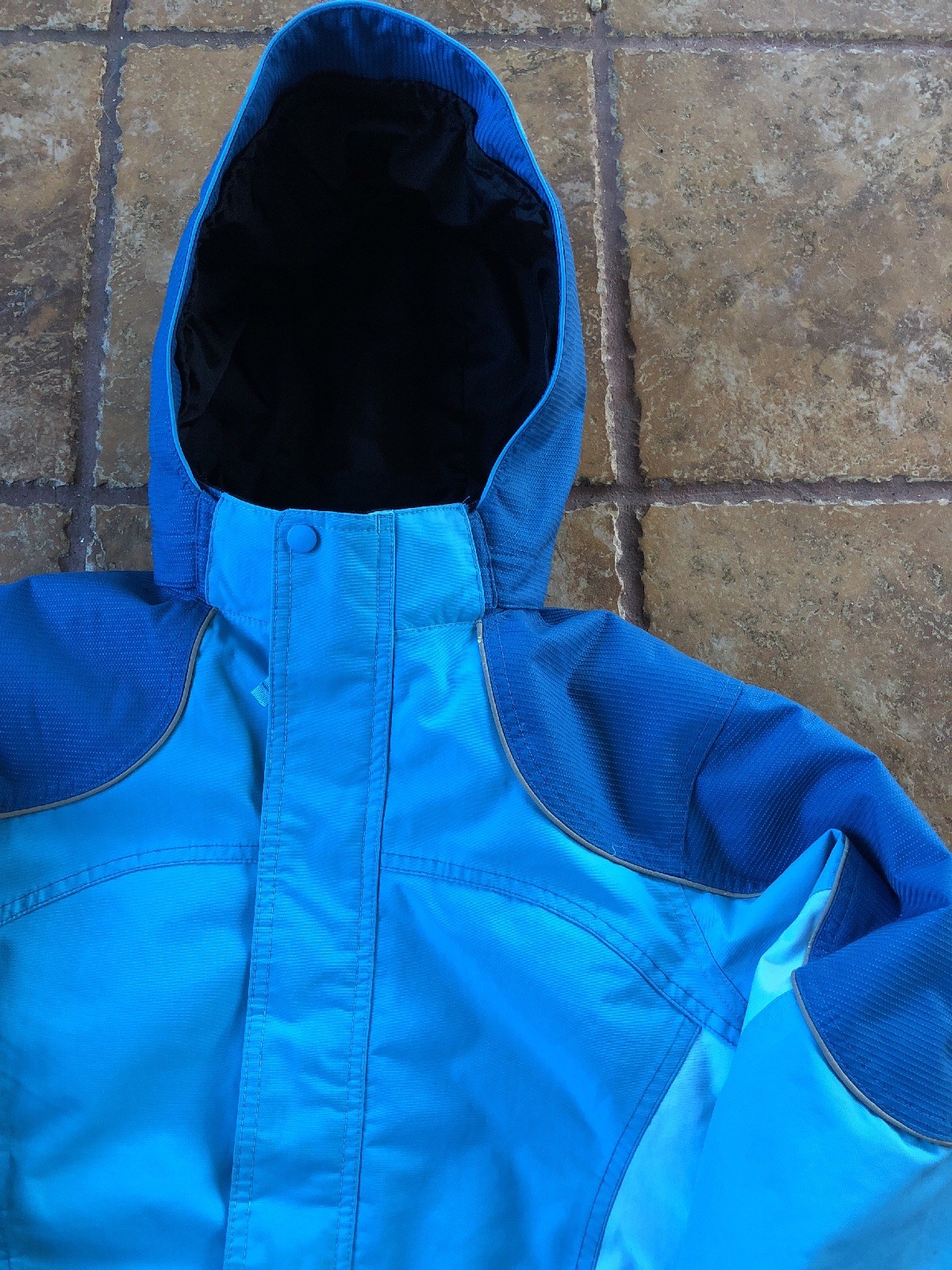 Kids LL Bean Waterproof Winter Jacket Hooded Coat Blues Size M 10-12