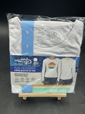 Women's LARGE Reel Life SUN & WATER Series Sun Defender Long Sleeve UV Tee Shirt