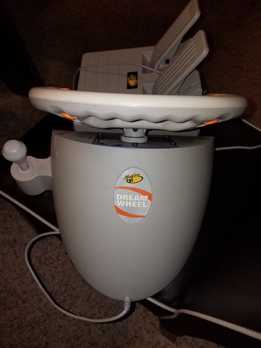 Racing Wheel W/pedals For Sega Dreamcast Gray Madcatz Dream Wheel