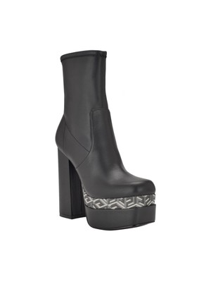 Женские ботильоны GUESS на платформе Caballa с квадратным носком и блочным каблуком, черные, 2 размера, 5,5 М