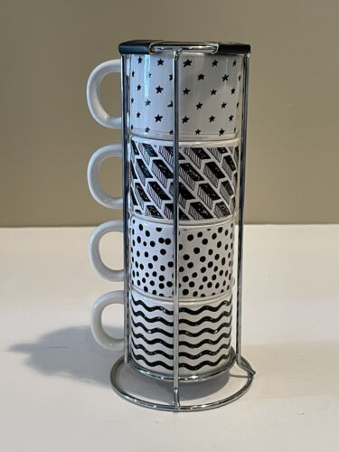 NEW - Home Essentials Espresso Collection Set Of 4 Cups & Wi