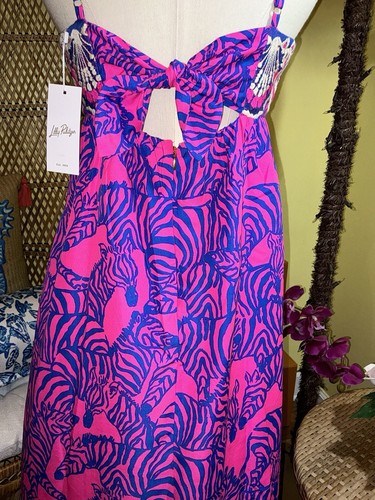 Pre-owned Lilly Pulitzer Bernadetta Maxi Dress Passion Fruit Pink Wild Nights Size 6