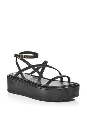 

STUART WEITZMAN Черные женские сандалии на танкетке 1-1/2 дюйма с ремешком на пятке, Черный, SA747