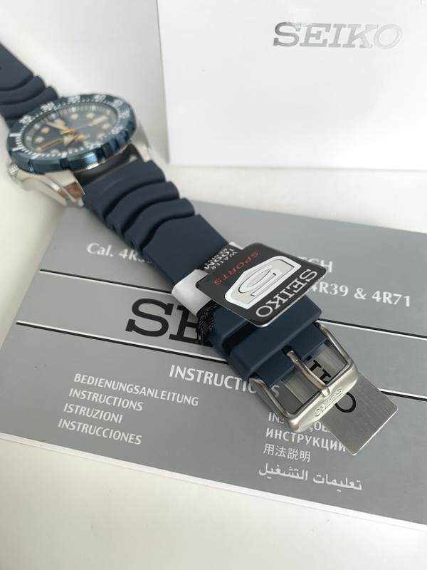 Pre-owned Seiko 5 Sports Srp605k2 Automatic Blue Bezel Rubber Strap Watch For Men