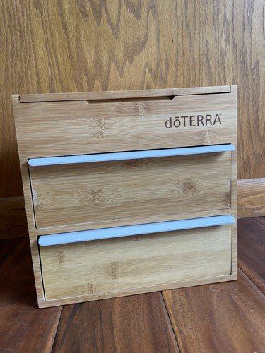 Wooden Bamboo Storage Box Case Double Drawer Holds 88 Oils