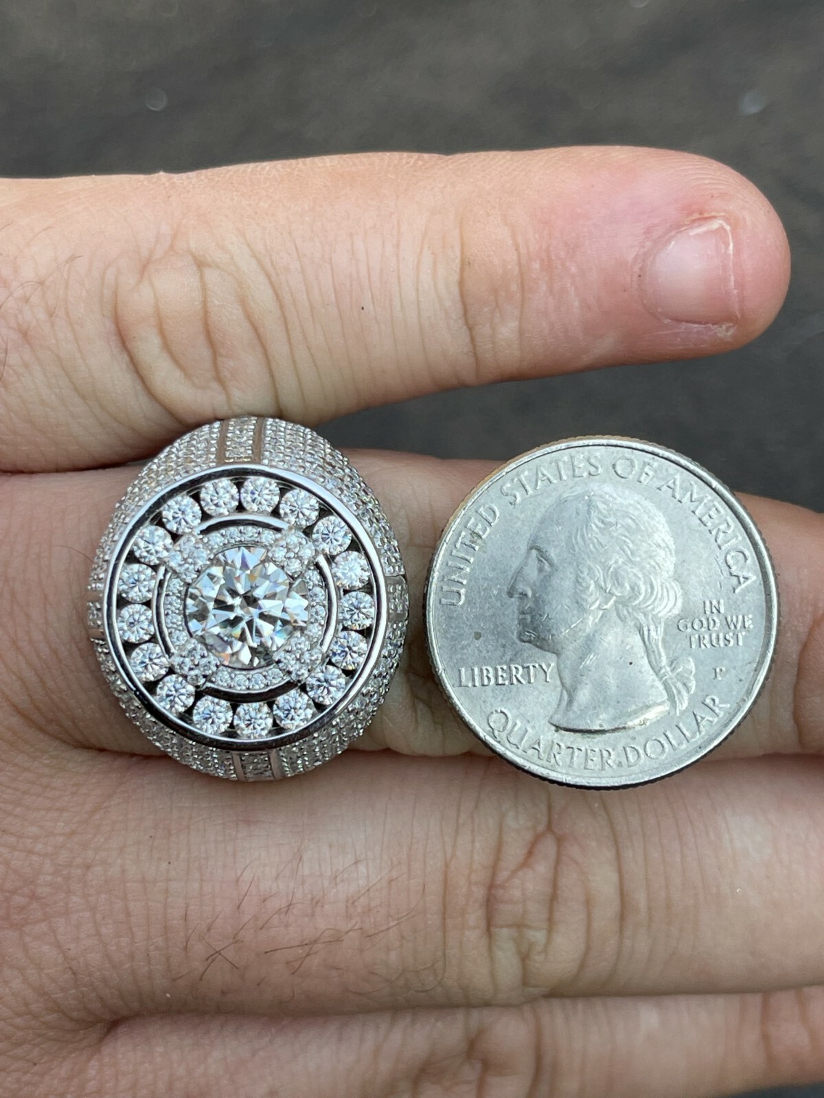 Pre-owned Pinky Large 925 Silver Iced Hip Hop 6ct Men's Moissanite Ring Pass Diamond Test