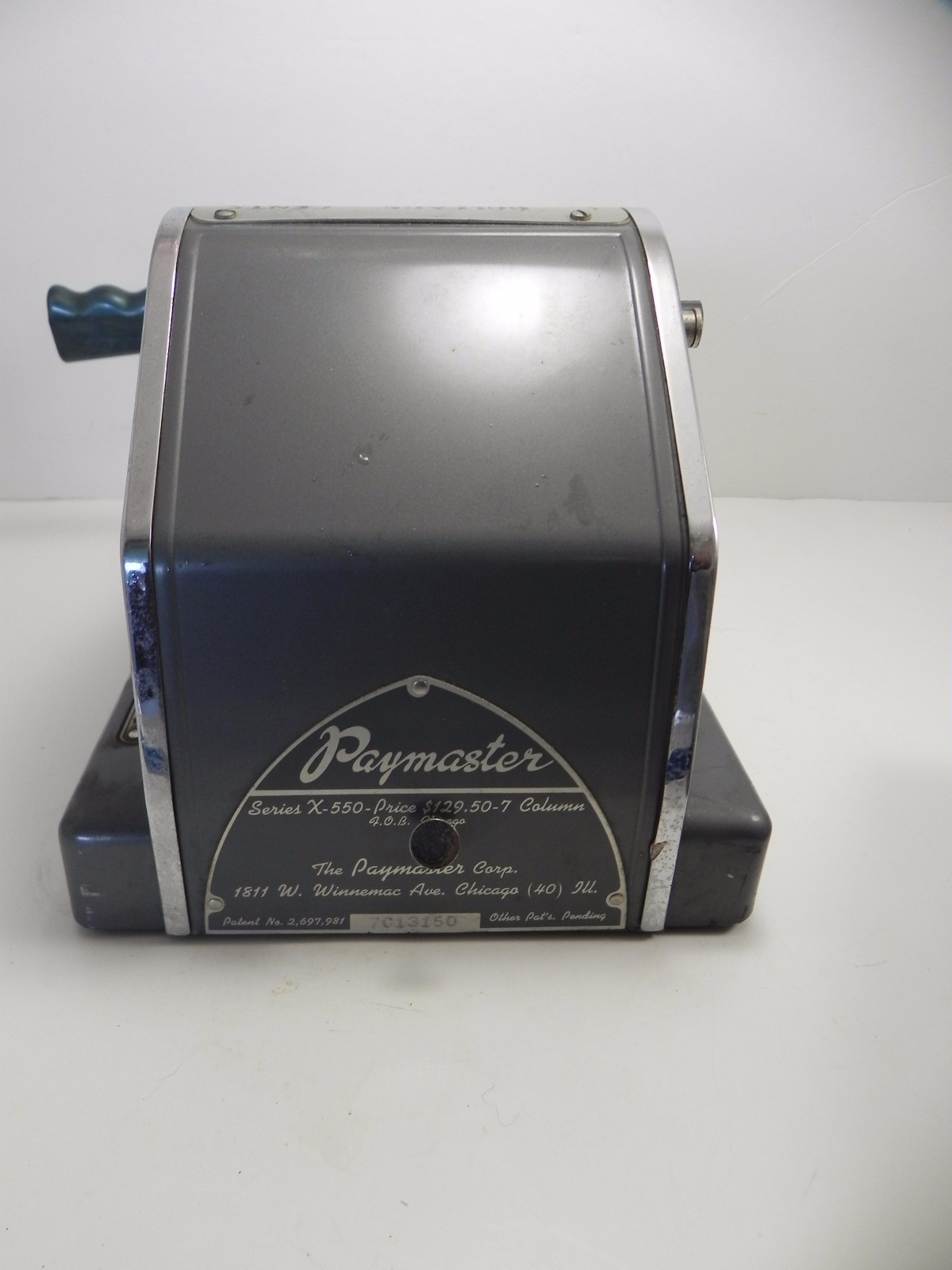 Vintage Paymaster Series X-550 Check Payroll Machine w out Key. Check Writer