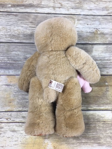 The Good Company Wood face bear plush pink bear Robert Raikes Applause 1990 vtg