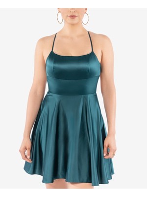 B DARLIN Womens Green Fitted Lace-up Back Molded Cups Short Dress 7\8