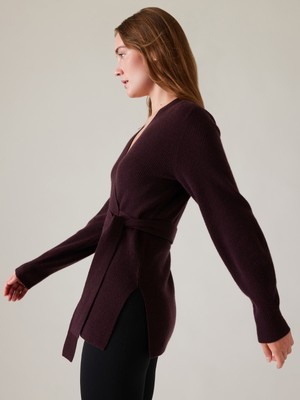 Athleta Alpine Wrap Sweater S Small Spiced Cabernet #793361