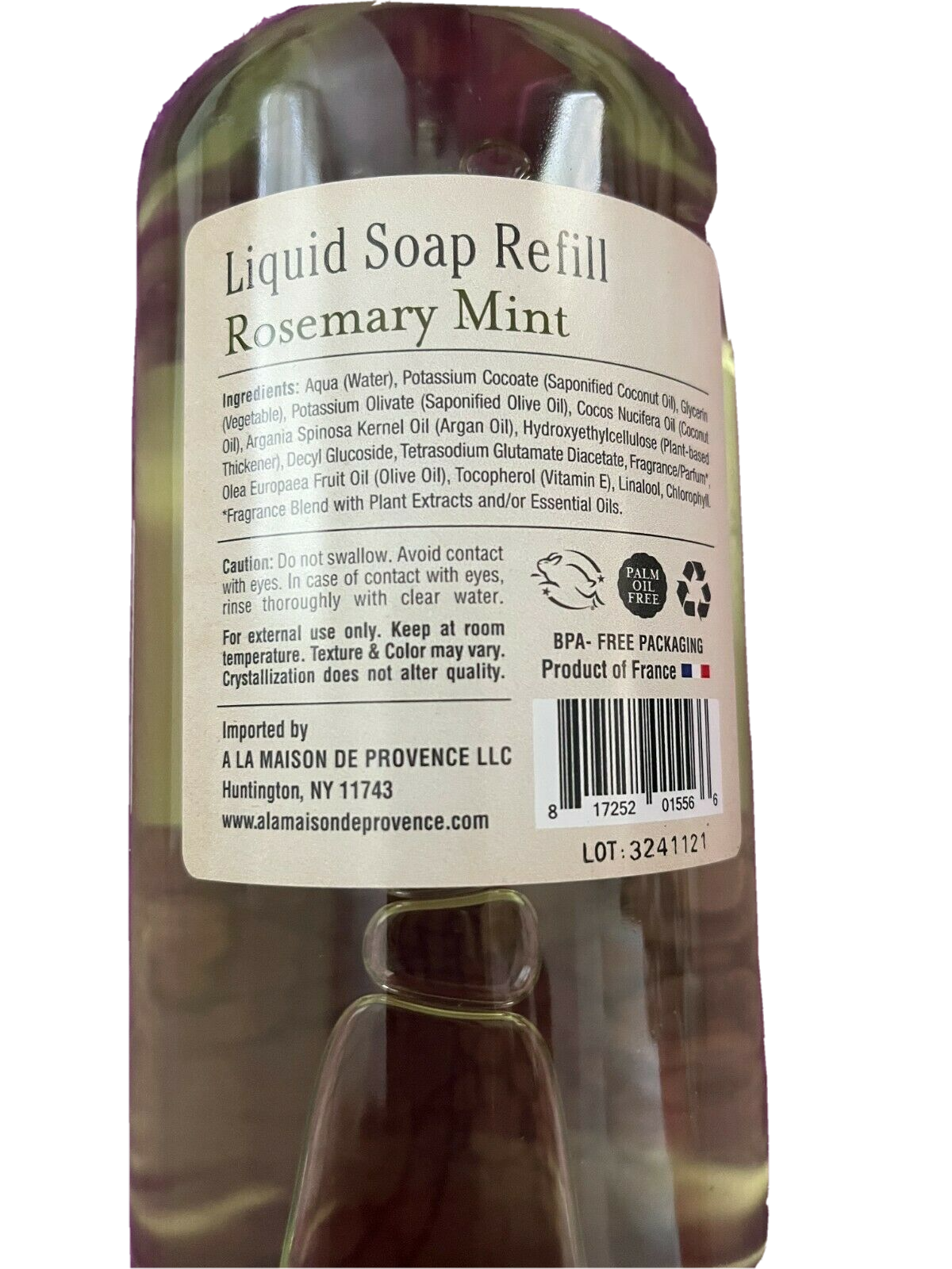 ALA MAISON DE PROVENCE LIQUID SOAP REFILL ROSEMARY MINT FOR HANDS&BODY 33.8FLOZ
