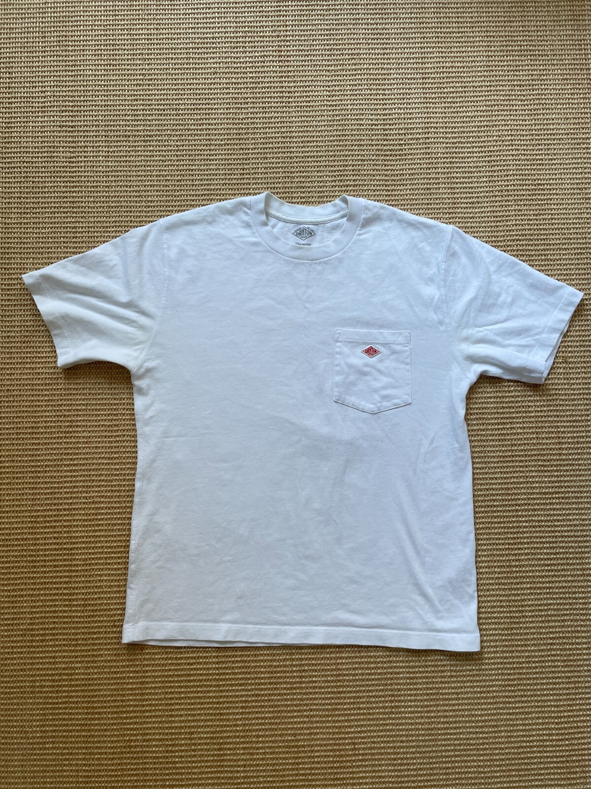 Danton japan heavy weight white tshirt with logo pocket | eBay