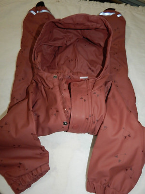 BNWT Zara Baby Boys 12-18 Months RAIN SUIT With Fleece Lining FOX WOODLAND tHEME