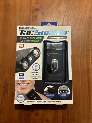 Bell + Howell Tac Shaver, Mustache and Beard Rotary Shaver with Pop-Up Trimmer