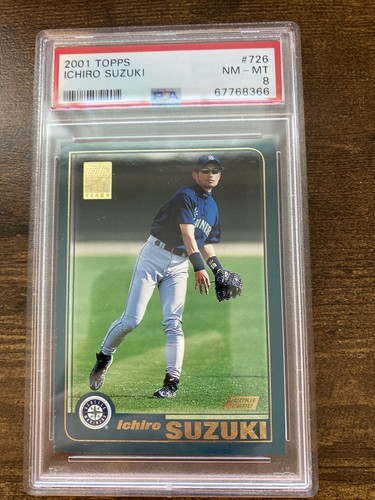 2001 Topps Ichiro Suzuki Rookie Baseball Card #726 PSA 8 NM-MT. rookie card picture