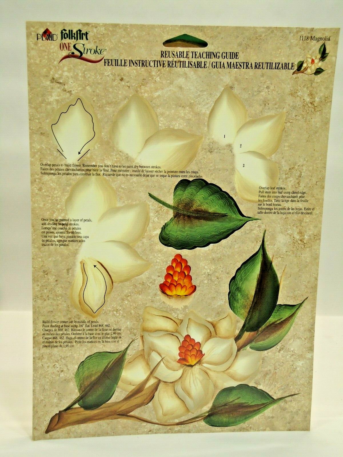 Lot of 10 Folk Art One Stroke Reusable Doublesided Teaching Guides Plaid FLOWERS