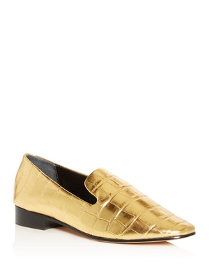 

Женские кожаные лоферы SCHUTZ Gold Crocodile Flor Toe Block Heel Slip On, Золотой, S204170022